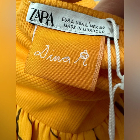 Dina Buvka For Zara Orange Halter Dress Mini Art To Wear Size Large Stretch NWT - Picture 4 of 6